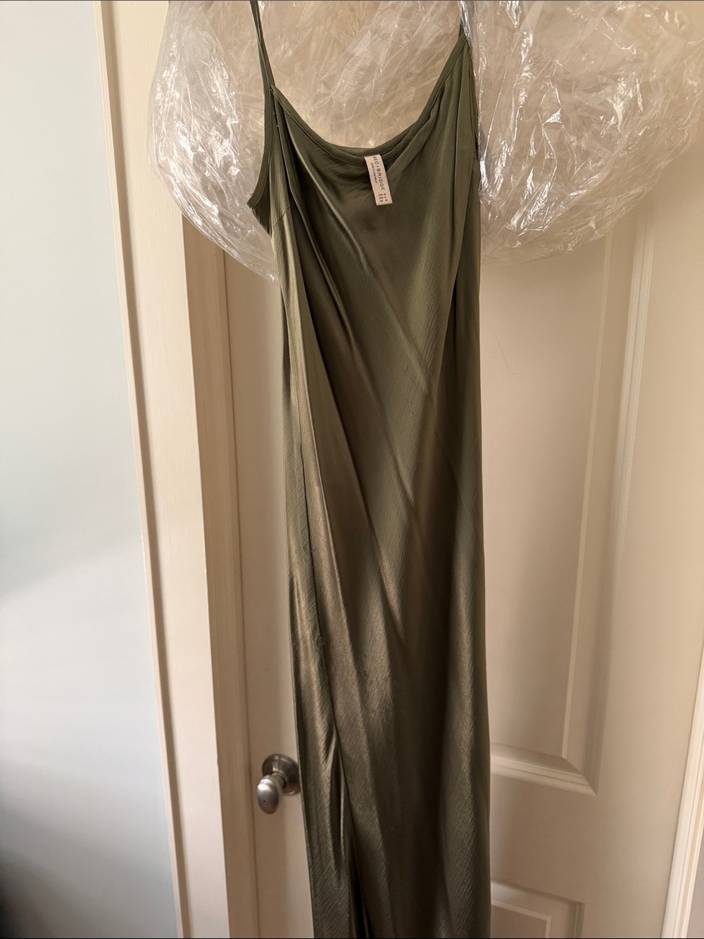Bec & Bridge Olive Slip Maxi Dress with Spaghetti Straps